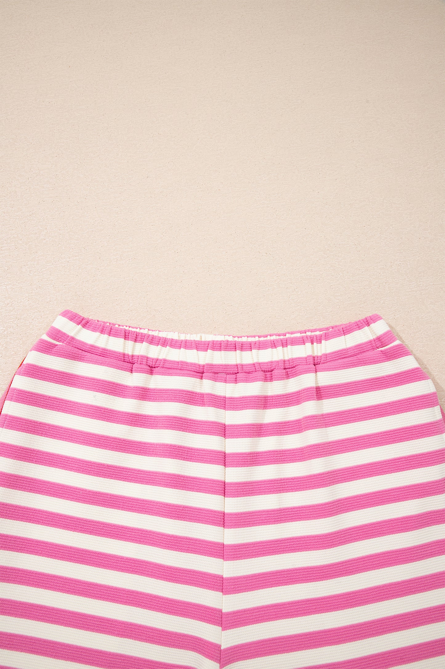 Stripe Contrast Trim Top & Loose Shorts Set