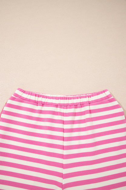 Stripe Contrast Trim Top & Loose Shorts Set