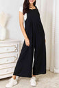 Crinkle Wide Leg Pocketed Overalls