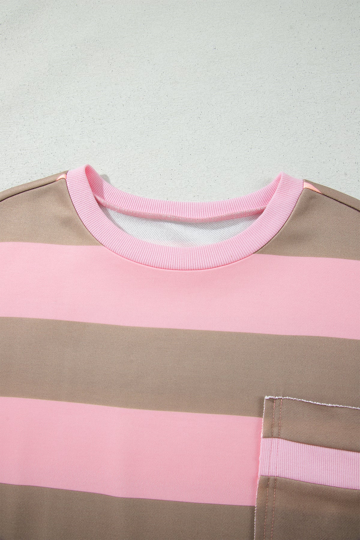 Plus Size Stripe Raw Seam Drop Shoulder Sweatshirt