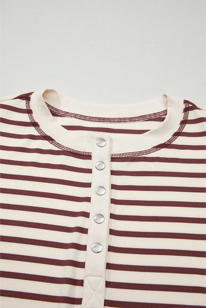 Stripe Long Sleeve Henley Top