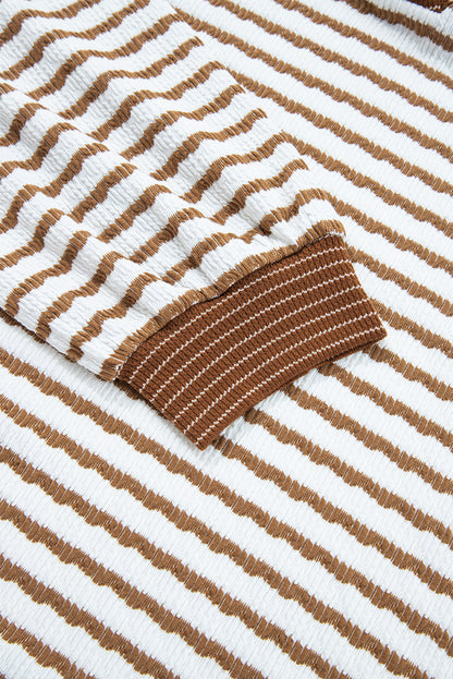 Plus Size Stripe V-Neck Pullover and Drawstring Pants Set