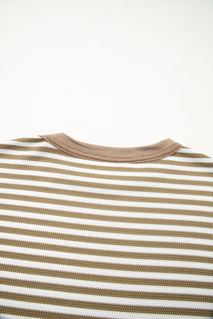 Stripe Thermal Knit Drop Shoulder Top