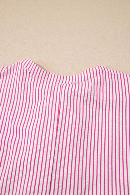 Stripe Frilled Half Buttoned Maxi Dress