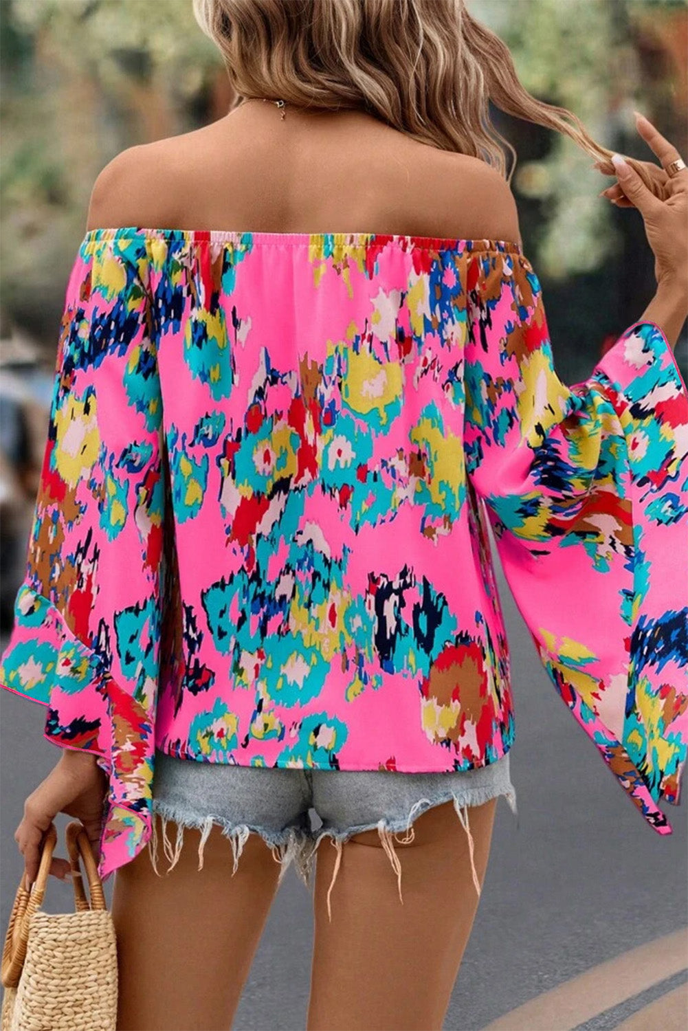 Floral Abstract Off Shoulder Blouse