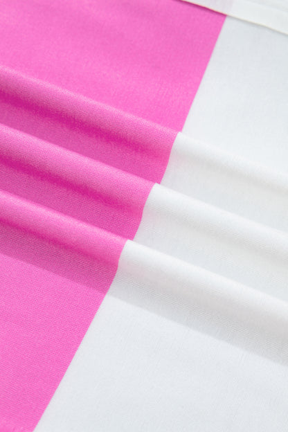 Stripe Raw Edge Polo Tee & Mini Skirt Set