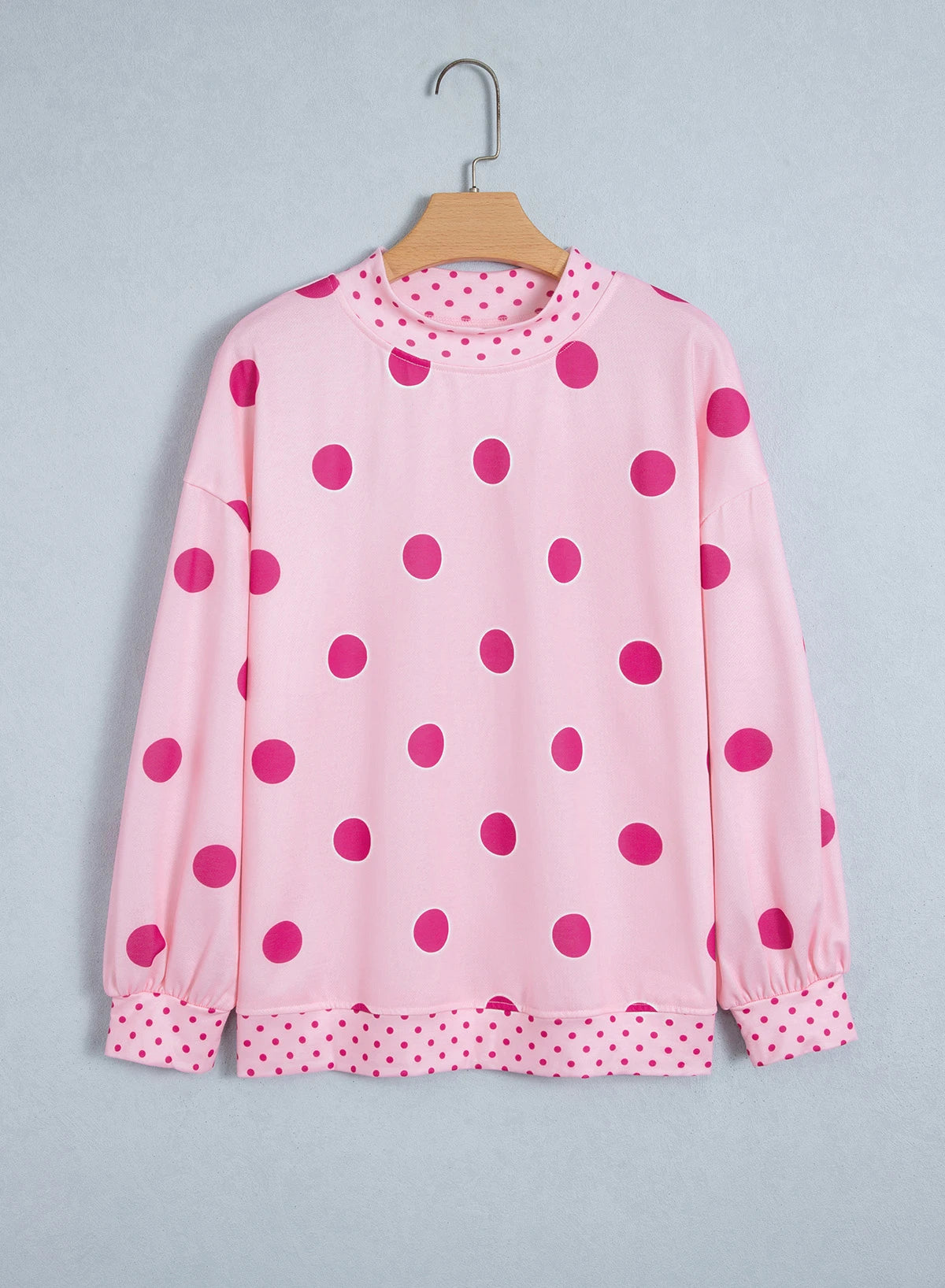 Polka Dot Patchwork Drop Shoulder Oversized Sweatshirt