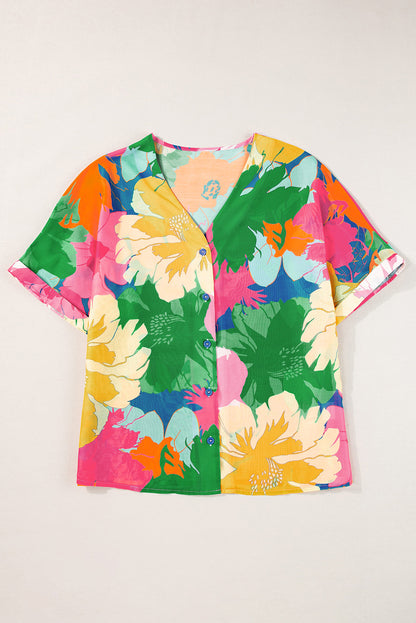 Floral Folded Short Sleeve Shirt