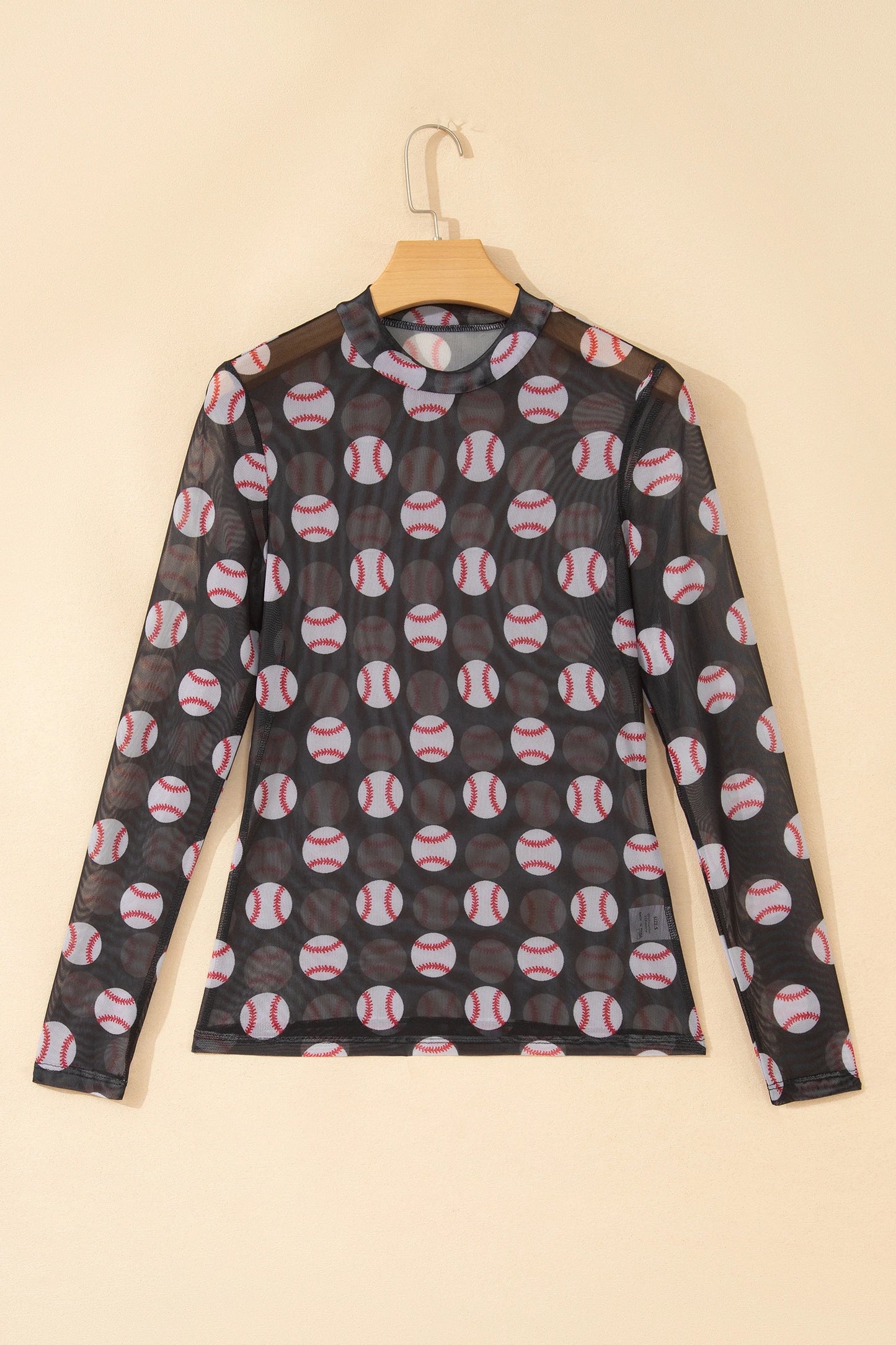 Game Day Baseball Sheer Mesh Long Sleeve Top