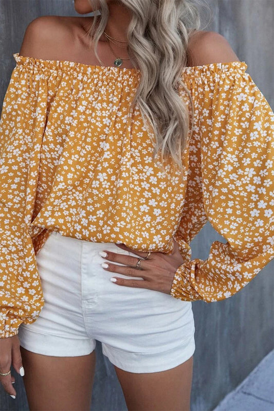 Floral Off Shoulder Lantern Sleeve Blouse