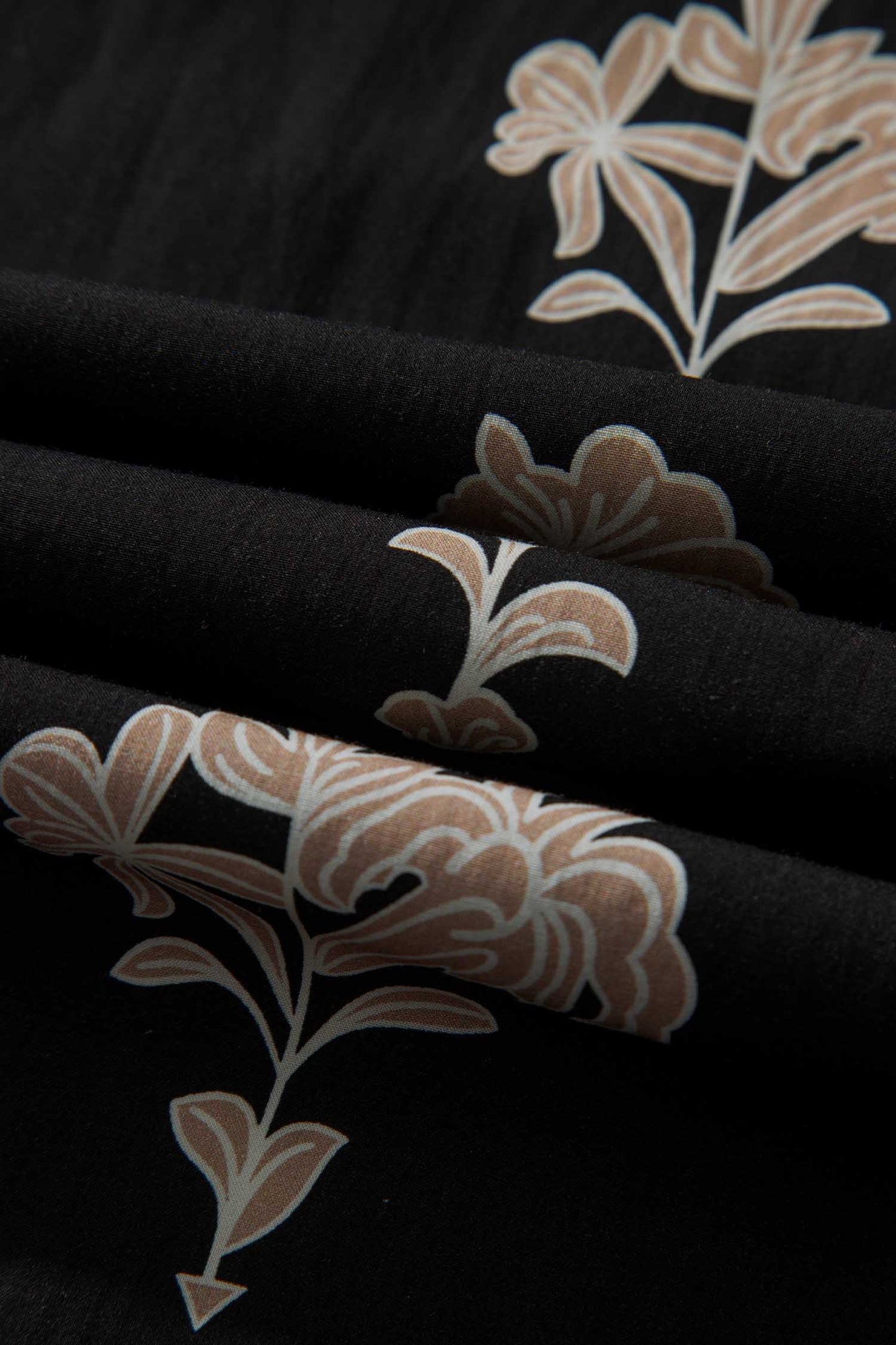 Floral Frilled Collar Short Puff Sleeve Maxi Dress