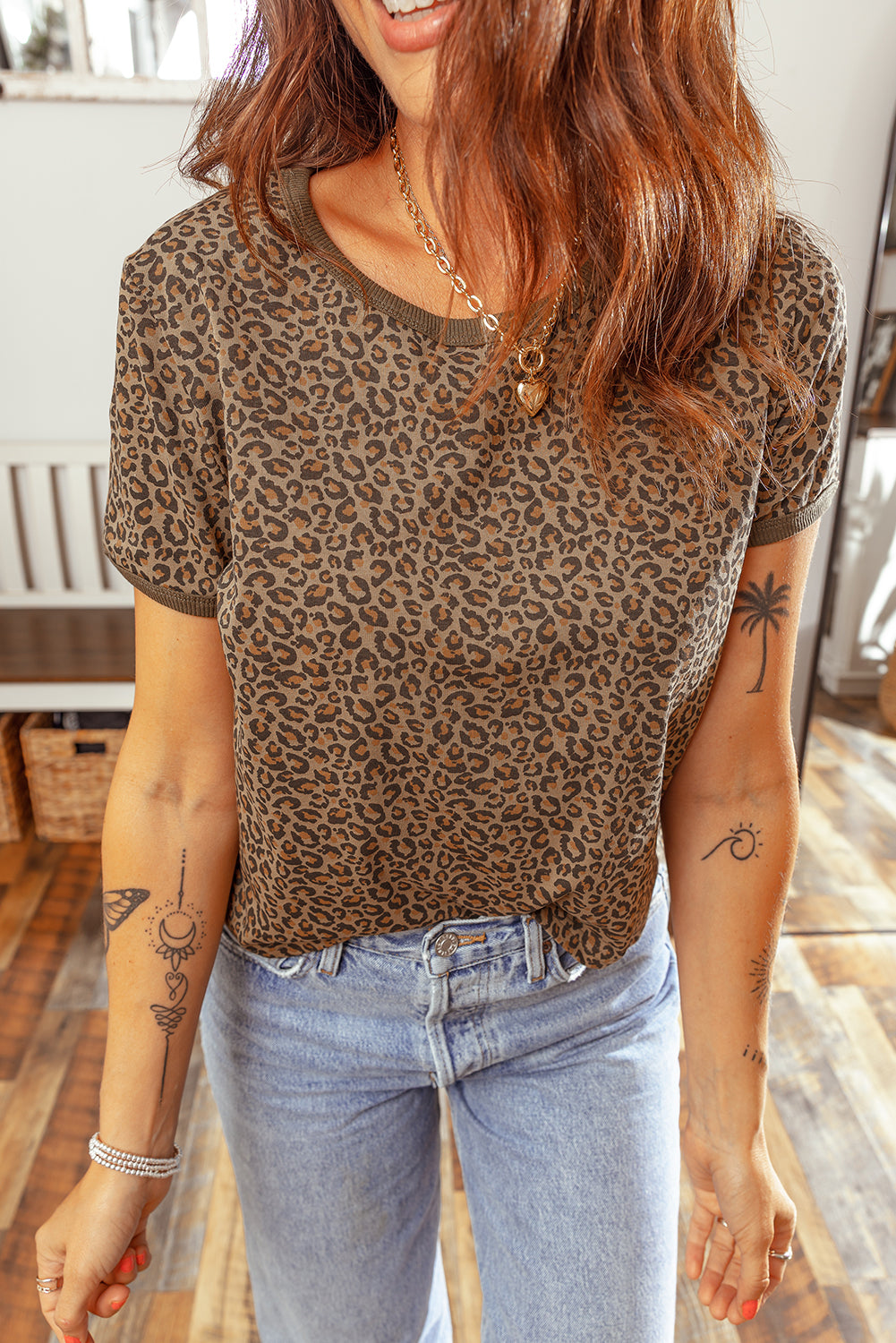 Leopard Short Sleeve Crewneck T-Shirt