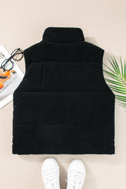 Corduroy Zip Up Puffer Vest