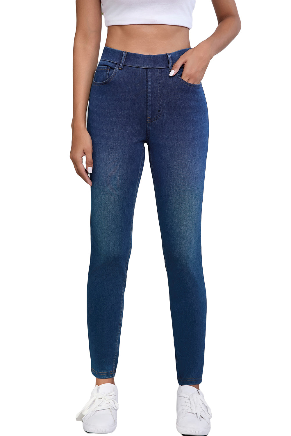 Chambray High Waist Jean Leggings