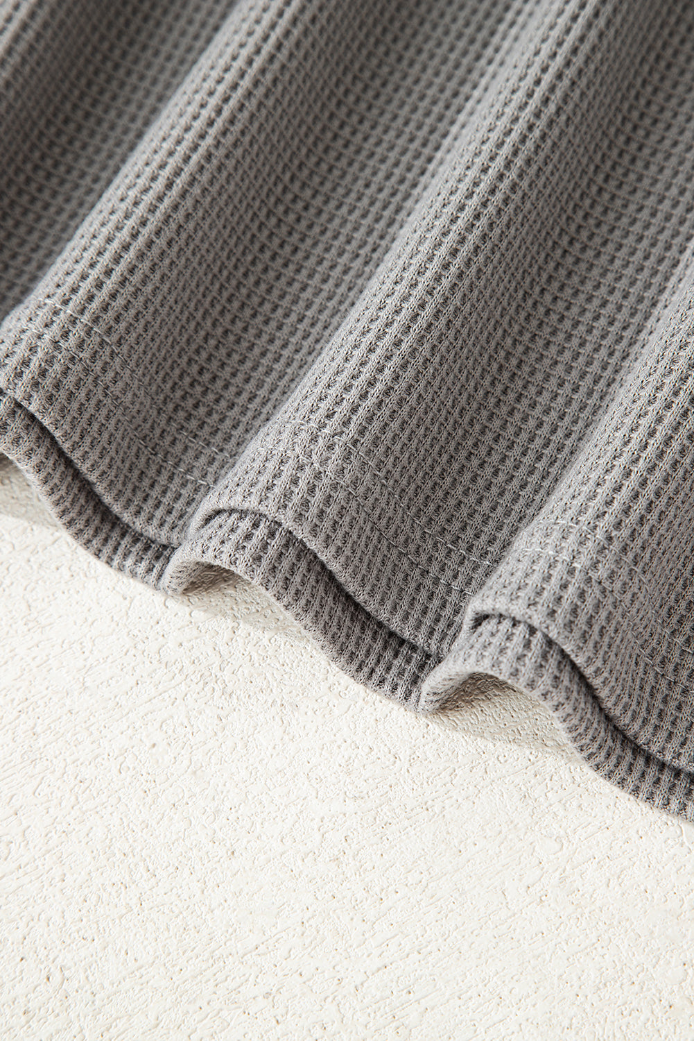 Stripe Waffle Patchwork Hooded Long Sleeve Top