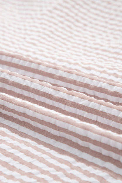 Stripe Frilled Collar 3/4 Sleeve Maxi Dress