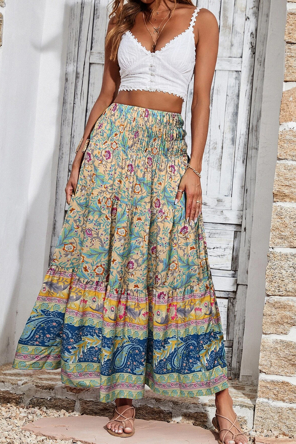 Floral Paisley Maxi Skirt