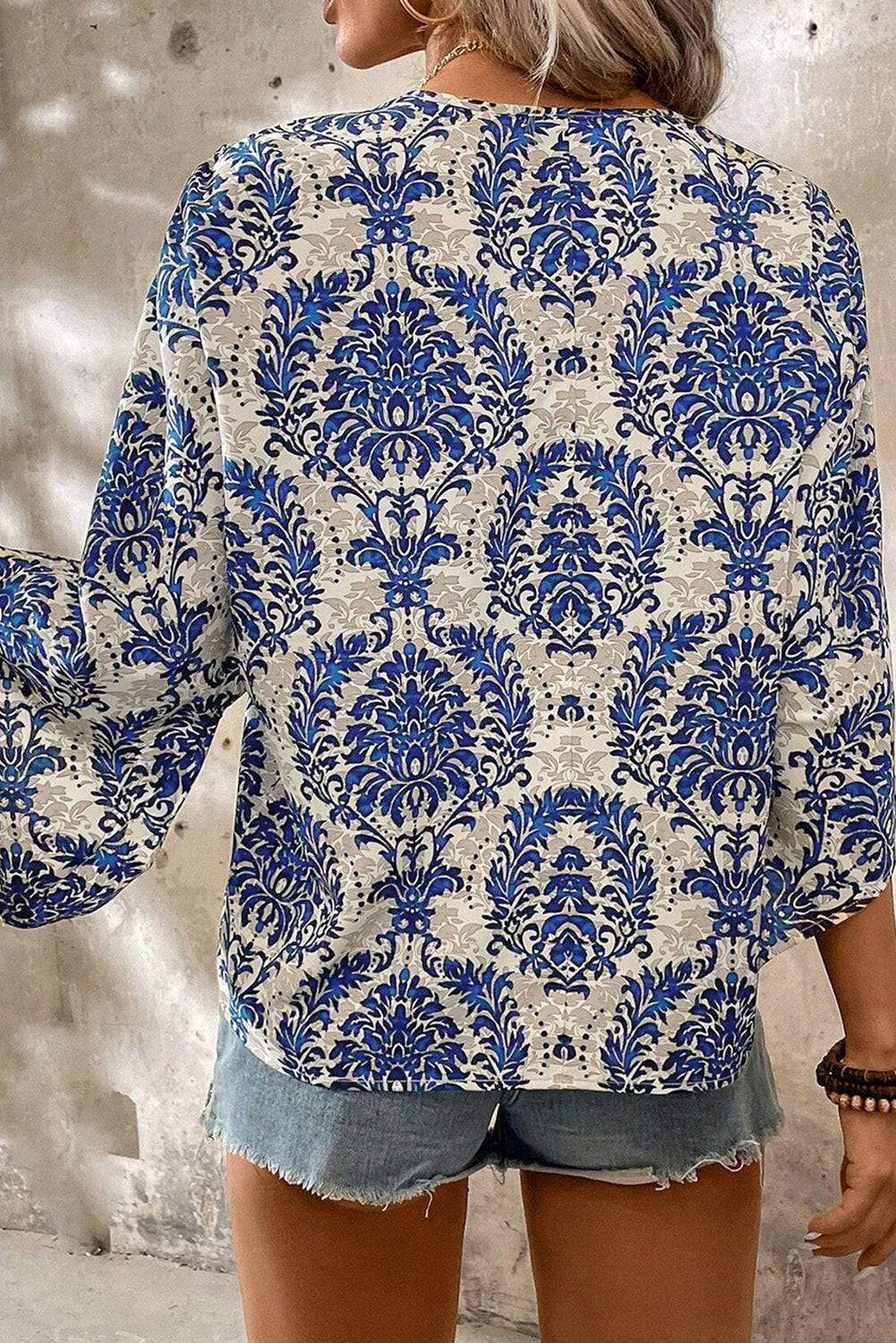 Plus Size Boho 3/4 Sleeve Blouse