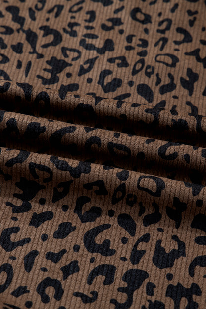 Leopard Corduroy Quarter-Zip Sweatshirt
