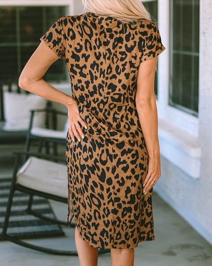 MAMA Leopard Crewneck T-Shirt Dress