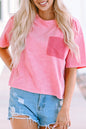 Acid Wash Lace Pocket T-Shirt