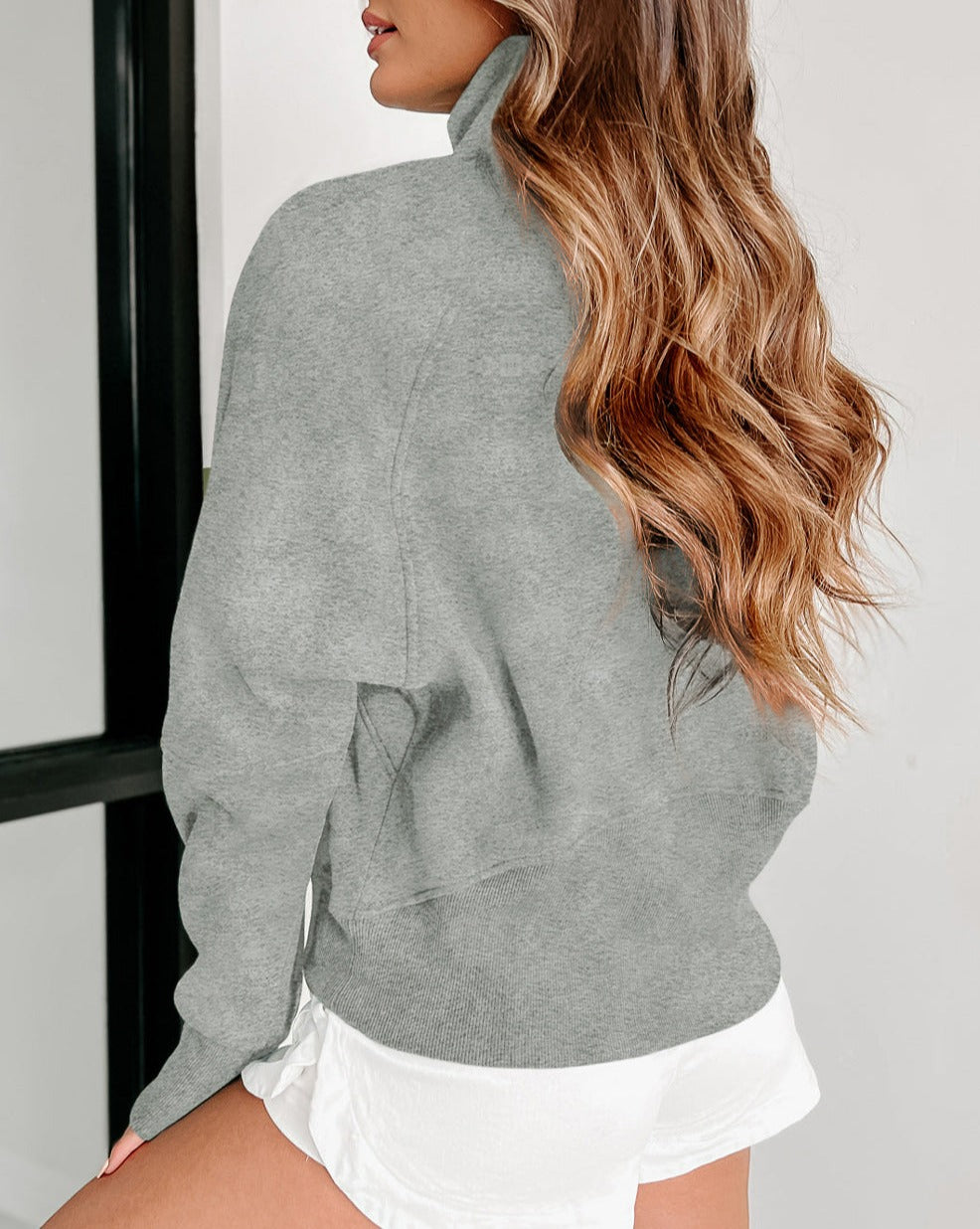 Half Zip Thumbhole Sleeve Sweatshirt