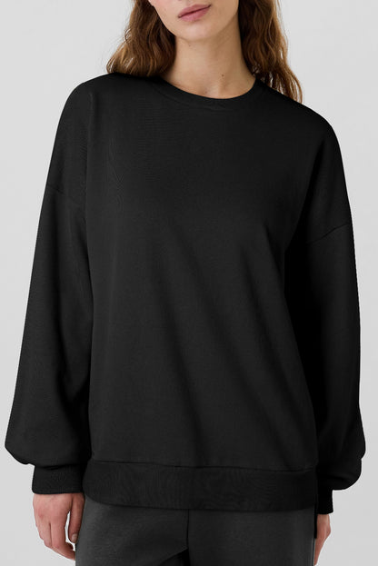 Solid Fleece Lined Sweatshirt