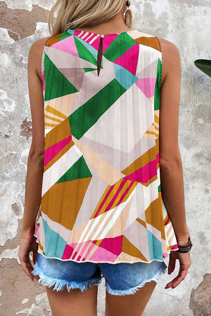 Geometric Pleated Shift Tank Top