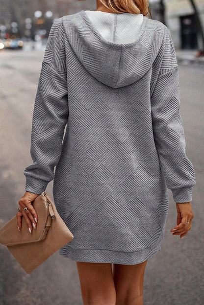 Geometric Kangaroo Pocket Hooded Dress