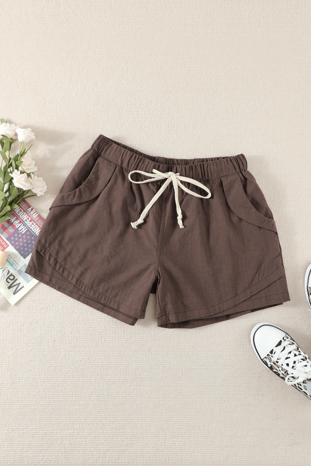 Drawstring Waist Pocketed Shorts