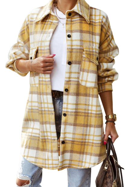 Plaid Flap Pocket Buttoned Shacket