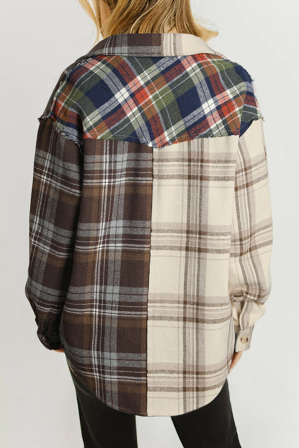 Plaid Patchwork Flap Pocket Shirt