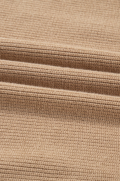 Pearl Embellished Keyhole Ribbed Sweater Dress