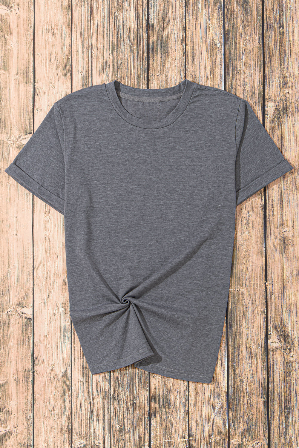 Solid Short Sleeve Crew Neck Tee