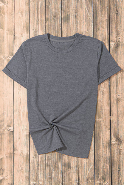 Solid Short Sleeve Crew Neck Tee