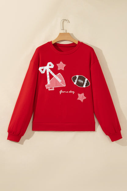 Game Day Gingham Patch Embroidered Sweatshirt