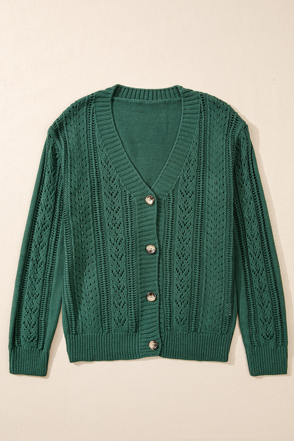 Hollowed Knit Buttoned Sweater Cardigan