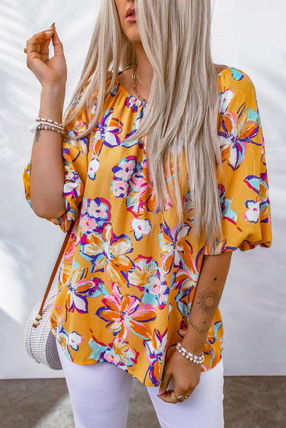 Floral Puff Sleeve Blouse