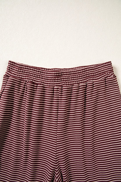 Stripe Contrast Trim Long Sleeve Top & Pant Set