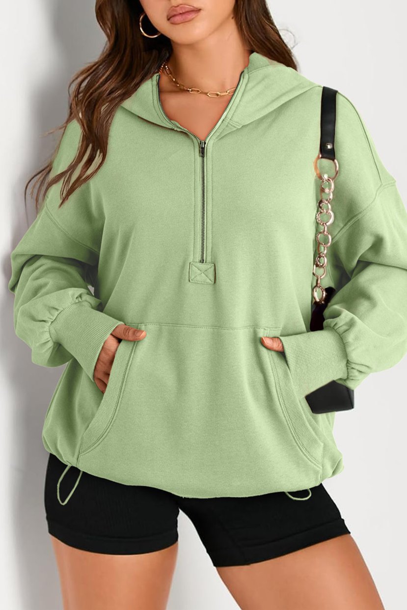 Solid Kangaroo Pocket Oversized Hoodie