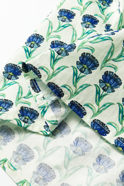 Floral Lace Trim Ruffle Long Sleeve Blouse