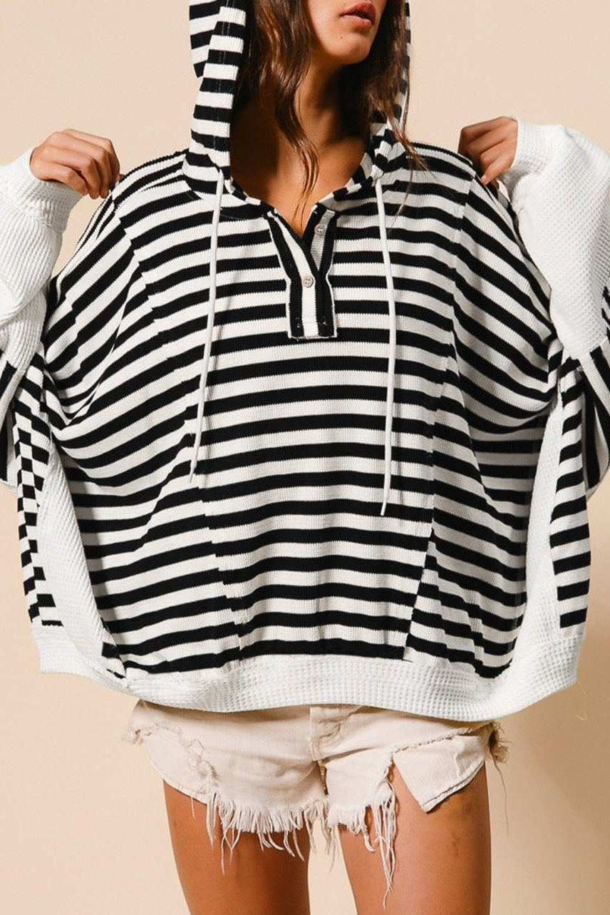 Stripe Dolman Sleeve Oversized Top