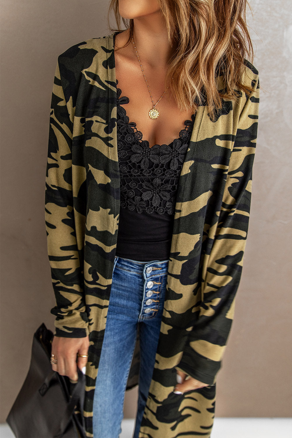 Camo Long Sleeve Cardigan