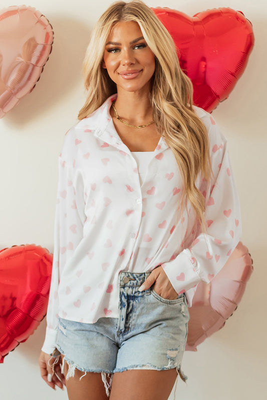 Valentine Heart Long Sleeve Buttoned Shirt