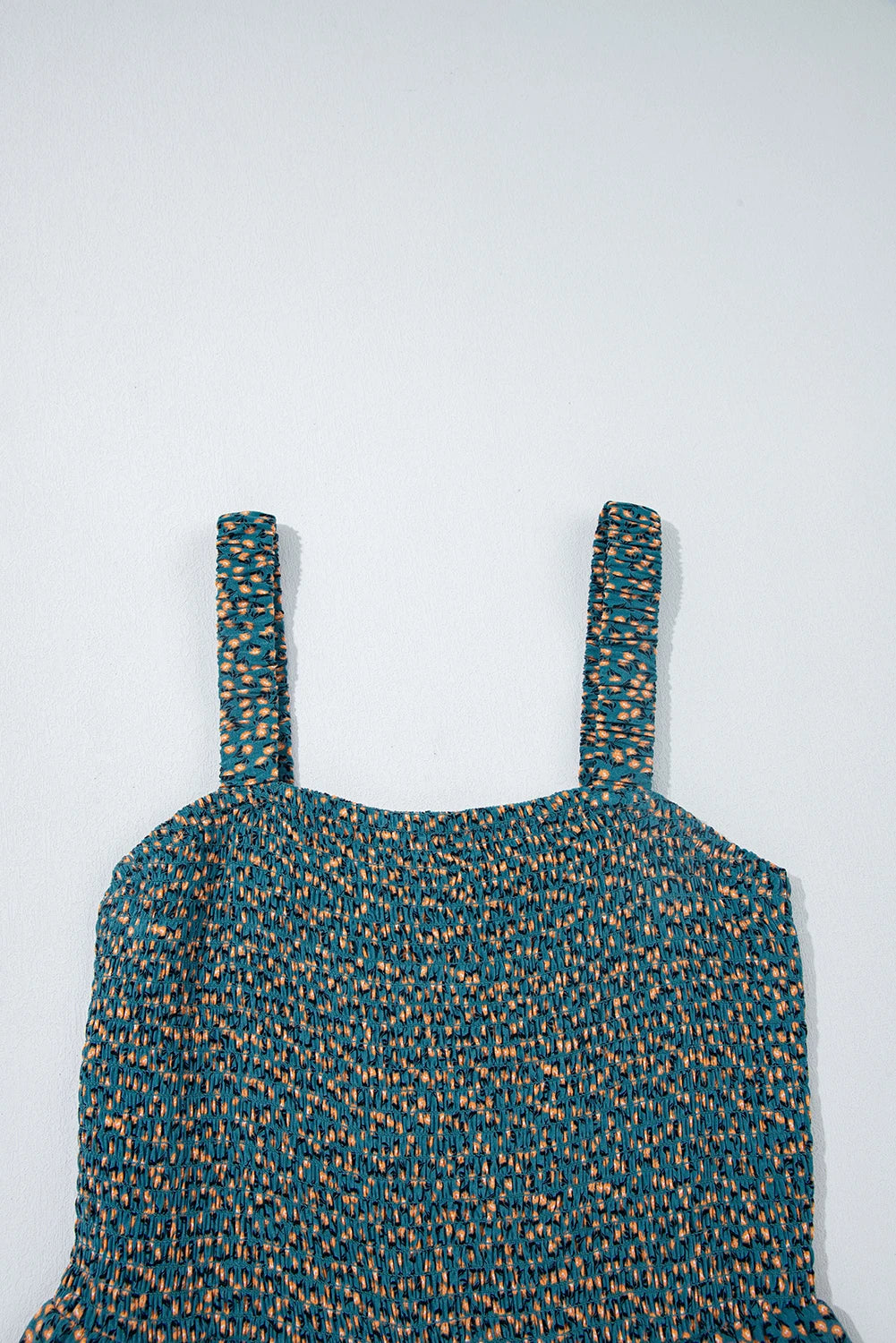 Floral Smocked High Waist Square Neck Jumpsuit