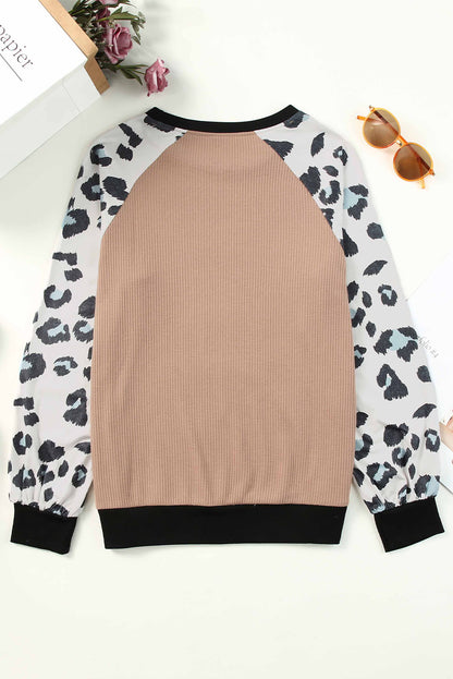 Leopard Colorblock Long Sleeve Top