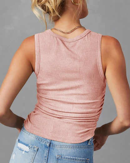 Ruched Side Crewneck Tank Top