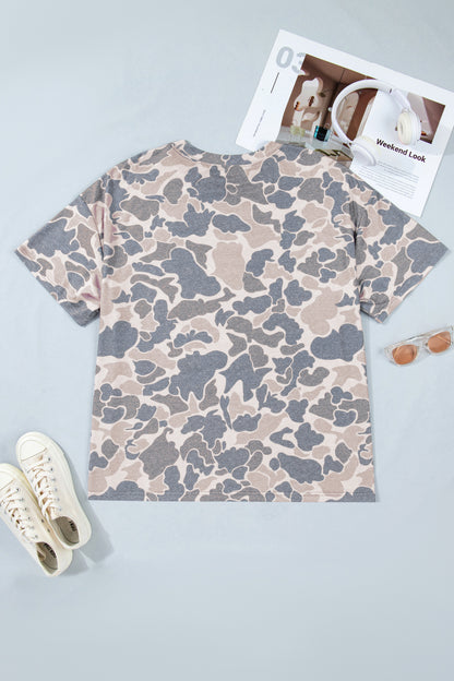 Plus Size Camo Short Sleeve T-Shirt