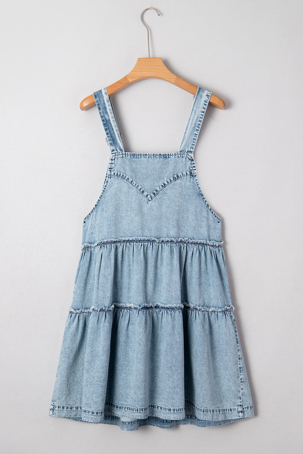 Denim Frill Tiered Flowy Dress