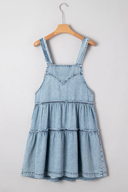 Denim Frill Tiered Flowy Dress